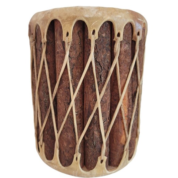 traditional buffalo raw hide and wooden drum. beautifully made - Picture 7 of 8